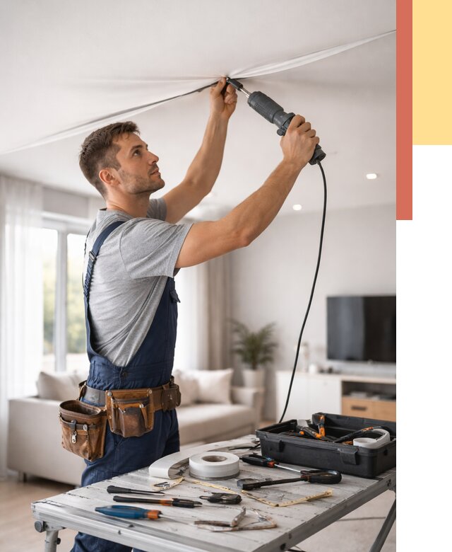 Ремонт натяжных потолков в Кинешме от 9602 руб. под ключ — ОТДЕЛОЧНИК-Кнш