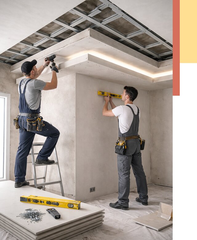 Двухуровневый потолок из гипсокартона в Кинешме от 1466 руб. под ключ | ОТДЕЛОЧНИК-Кнш