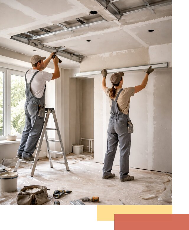 Монтаж многоуровневого потолка из гипсокартона в Кинешме