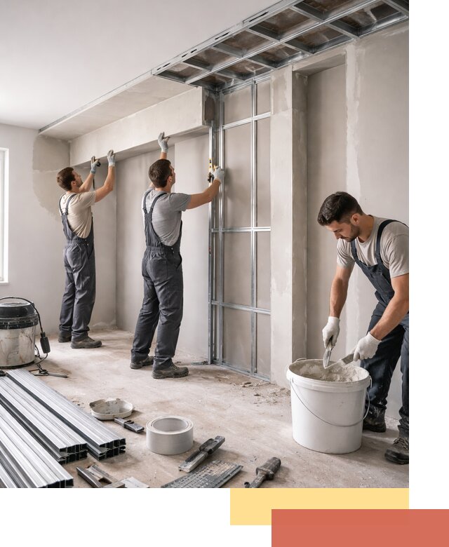 Монтаж потолка из гипсокартона с нишей в Кинешме