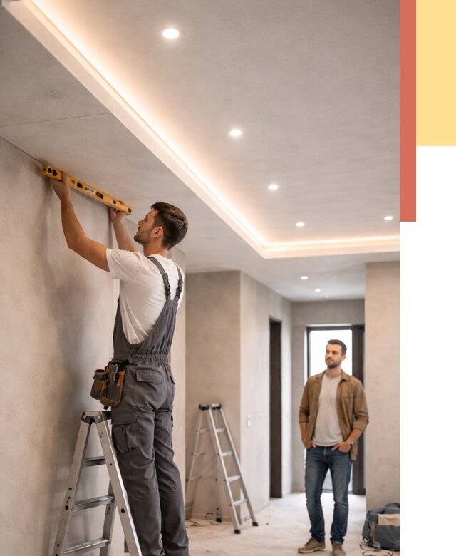 Потолок из гипсокартона с подсветкой в Кинешме от 758 руб./м2 под ключ | ОТДЕЛОЧНИК-Кнш