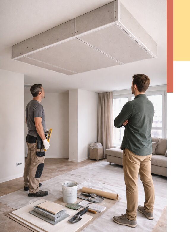 Короб на потолке из гипсокартона в Кинешме от 2224 руб. — монтаж и услуги под ключ | ОТДЕЛОЧНИК-Кнш