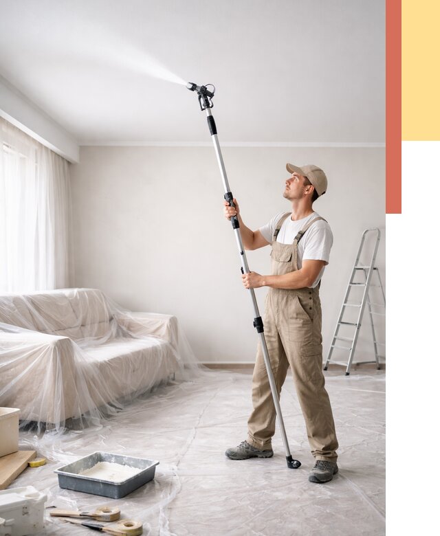 Покраска потолка краскопультом в Кинешме от 4548 руб. быстро и недорого | ОТДЕЛОЧНИК-Кнш