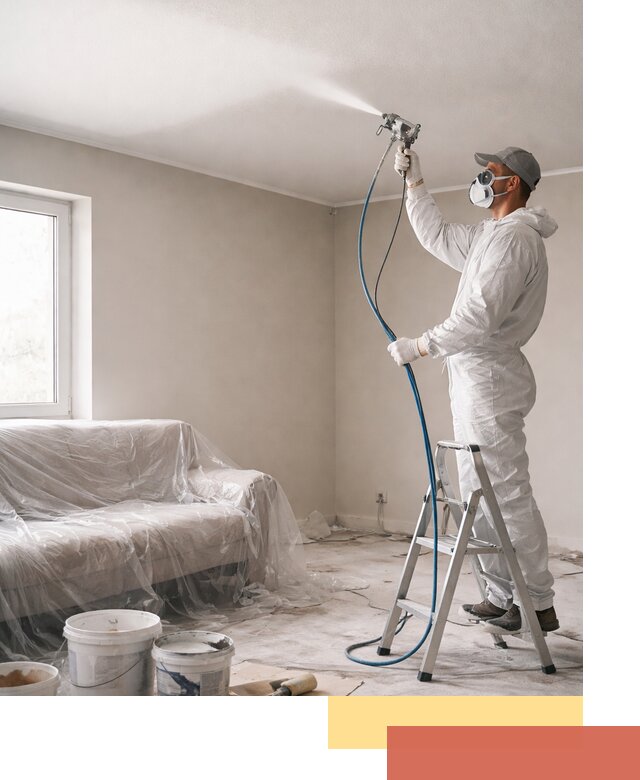 Покраска потолка краскопультом в Кинешме быстро и качественно