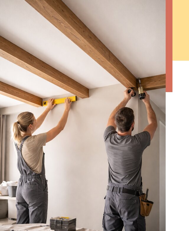 Монтаж декоративных балок на потолок в Кинешме от 4245 руб. — ОТДЕЛОЧНИК-Кнш